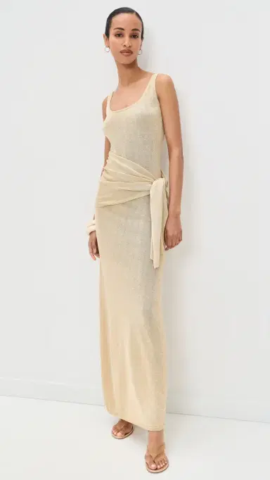 4th & Reckless Aria etallic Knitted axi Dress Gold | Thumbnail 2 4th & Reckless Aria etallic Knitted axi Dress Gold | Thumbnail 2