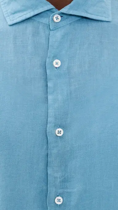 Fedeli Nick Linen Button Down Shirt Denim Blue | Thumbnail 6 Fedeli Nick Linen Button Down Shirt Denim Blue | Thumbnail 6