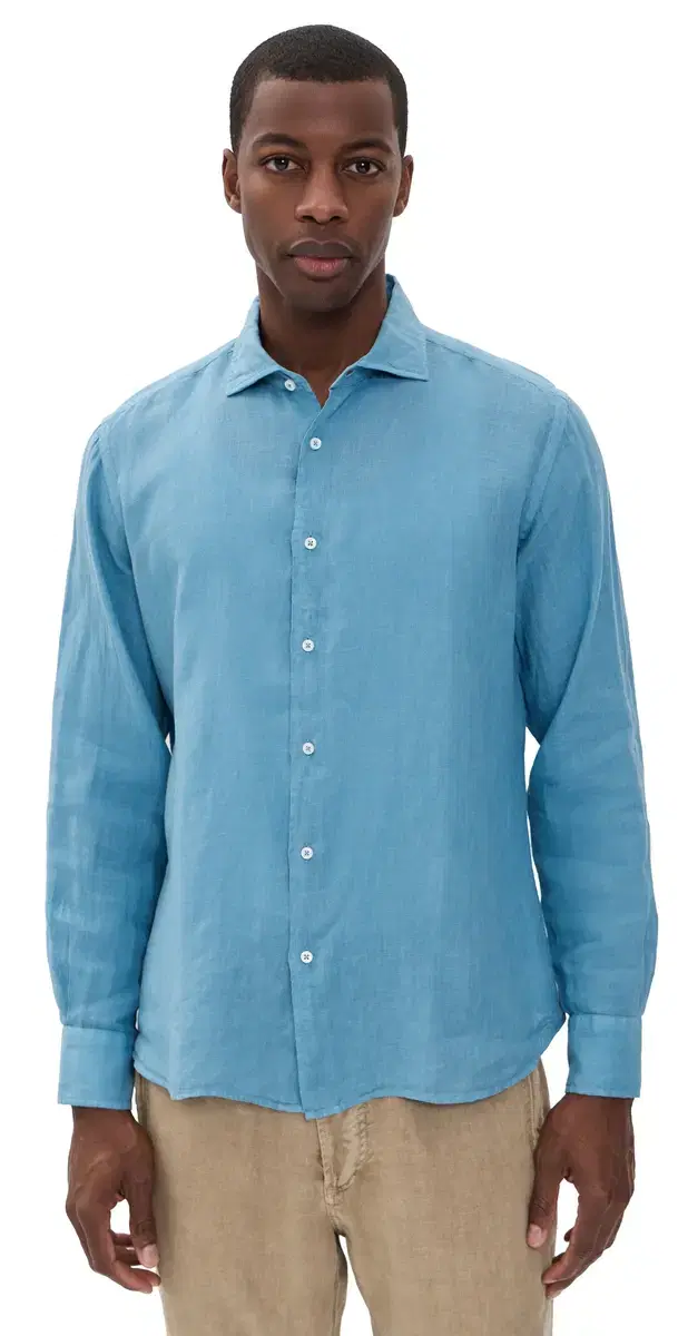 Nick Linen Button Down Shirt Denim Blue Nick Linen Button Down Shirt Denim Blue