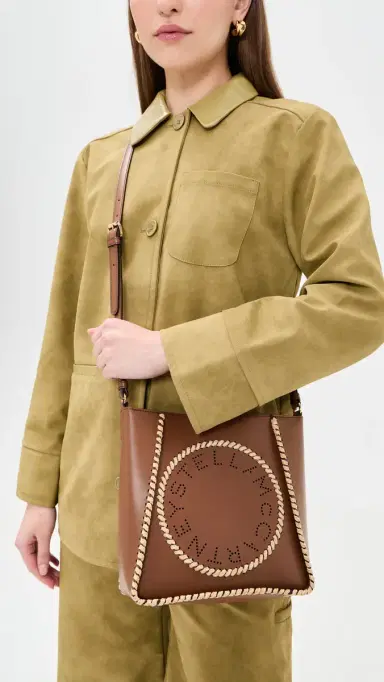 Stella McCartney Raffia Trim Crossbody Bag Tan One Size | Thumbnail 3 Stella McCartney Raffia Trim Crossbody Bag Tan One Size | Thumbnail 3