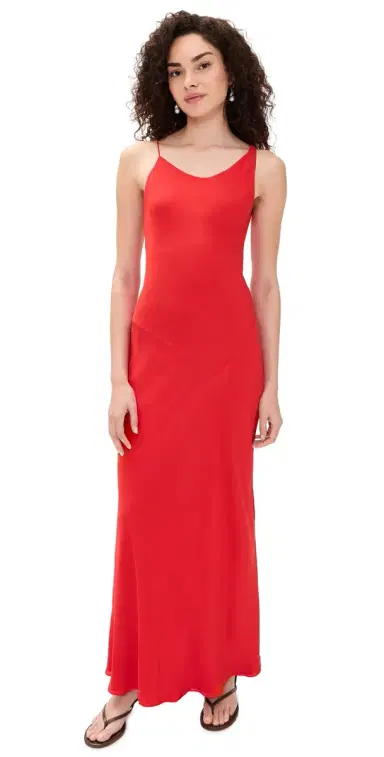 STAUD Toluca Silk Dress Red Rose | Thumbnail 1 STAUD Toluca Silk Dress Red Rose | Thumbnail 1