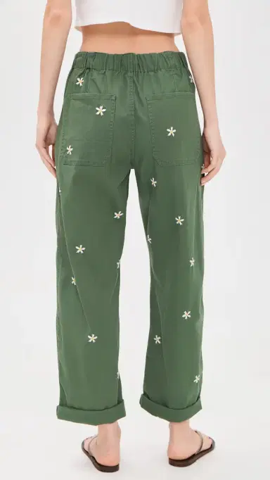 DAZE Villa Drawstring Pants Bronze Green Daisy | Thumbnail 3 DAZE Villa Drawstring Pants Bronze Green Daisy | Thumbnail 3