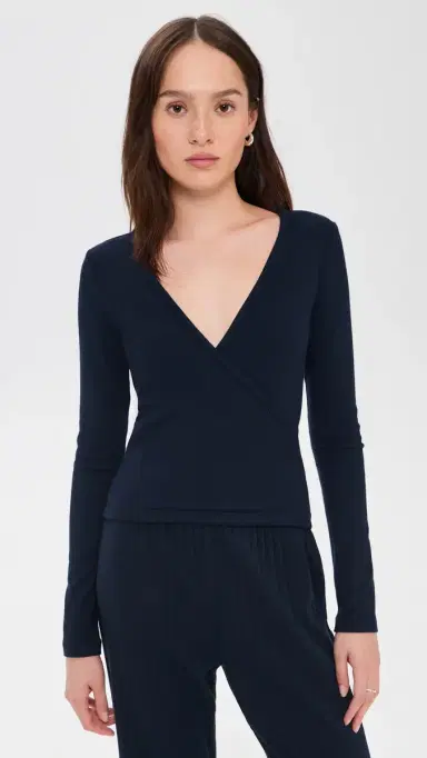 DONNI. The Baby Rib Crisscross Top Navy | Thumbnail 2 DONNI. The Baby Rib Crisscross Top Navy | Thumbnail 2