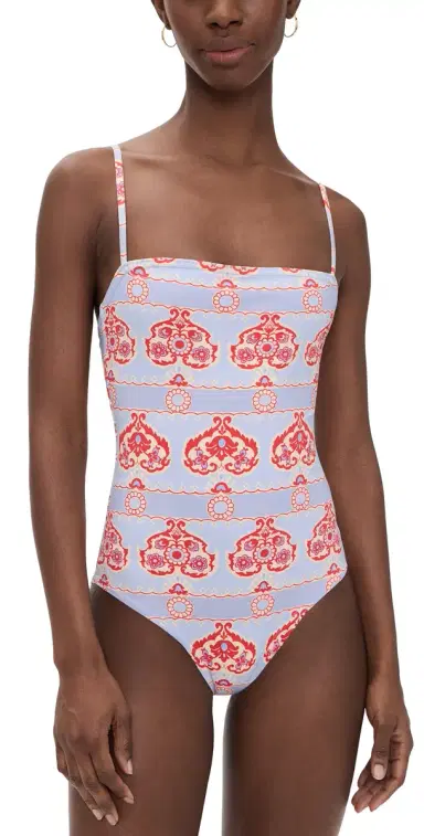 Hill House Home The Giana One Piece Poppy Damask Stripe | Thumbnail 1 Hill House Home The Giana One Piece Poppy Damask Stripe | Thumbnail 1