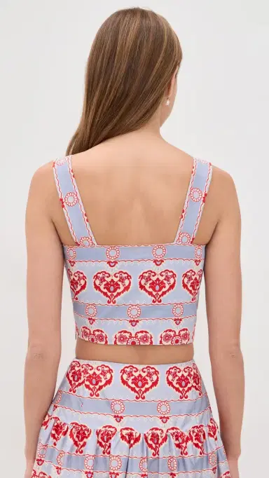 Hill House Home The Clara Crop Top Poppy Damask Stripe | Thumbnail 3 Hill House Home The Clara Crop Top Poppy Damask Stripe | Thumbnail 3