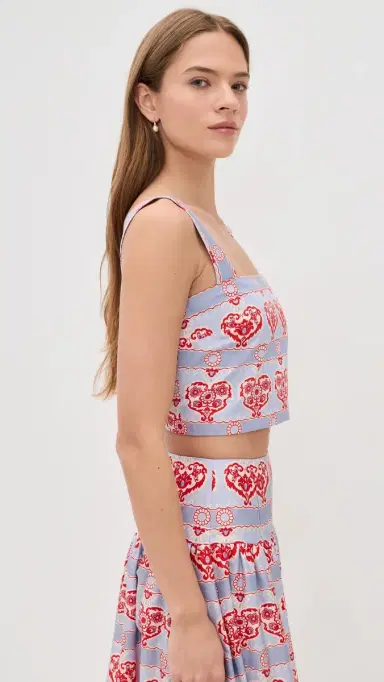 Hill House Home The Clara Crop Top Poppy Damask Stripe | Thumbnail 4 Hill House Home The Clara Crop Top Poppy Damask Stripe | Thumbnail 4