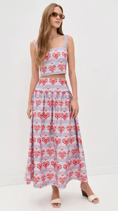 Hill House Home The Clara Crop Top Poppy Damask Stripe | Thumbnail 5 Hill House Home The Clara Crop Top Poppy Damask Stripe | Thumbnail 5