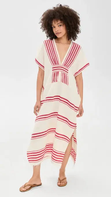 Lemlem Gasira V Neck Caftan | Thumbnail 2 Lemlem Gasira V Neck Caftan | Thumbnail 2