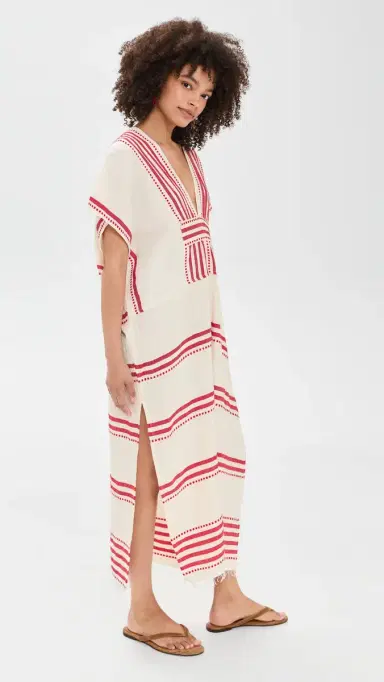 Lemlem Gasira V Neck Caftan | Thumbnail 4 Lemlem Gasira V Neck Caftan | Thumbnail 4