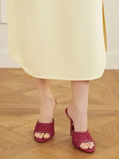 Paris Texas Lidia 105 Leather-trimmed Straw Mules | Thumbnail 2 Paris Texas Lidia 105 Leather-trimmed Straw Mules | Thumbnail 2