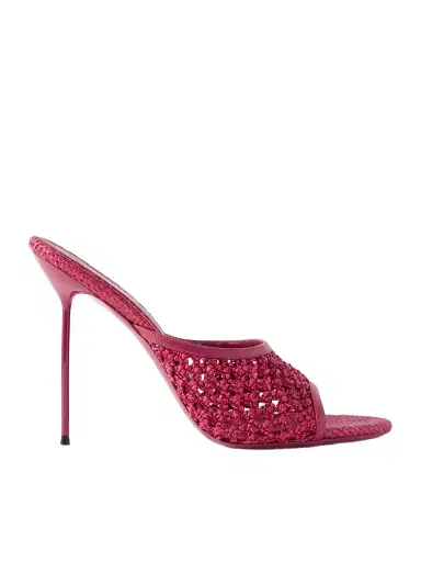 Paris Texas Lidia 105 Leather-trimmed Straw Mules | Thumbnail 1 Paris Texas Lidia 105 Leather-trimmed Straw Mules | Thumbnail 1