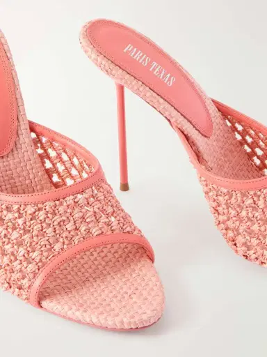 Paris Texas Lidia 105 Leather-trimmed Straw Mules | Thumbnail 5 Paris Texas Lidia 105 Leather-trimmed Straw Mules | Thumbnail 5