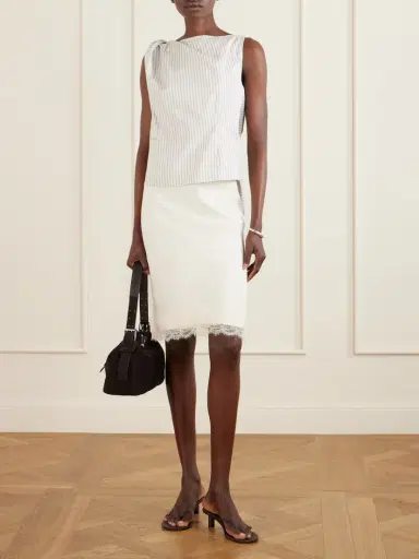 RÓHE Lace-trimmed Crepe Midi Skirt | Thumbnail 2 RÓHE Lace-trimmed Crepe Midi Skirt | Thumbnail 2