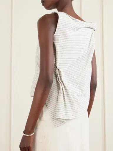 RÓHE Draped Striped Silk And Cotton-blend Blouse | Thumbnail 3 RÓHE Draped Striped Silk And Cotton-blend Blouse | Thumbnail 3