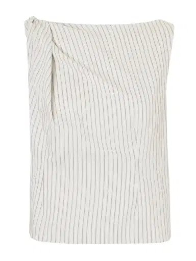 RÓHE Draped Striped Silk And Cotton-blend Blouse | Thumbnail 1 RÓHE Draped Striped Silk And Cotton-blend Blouse | Thumbnail 1