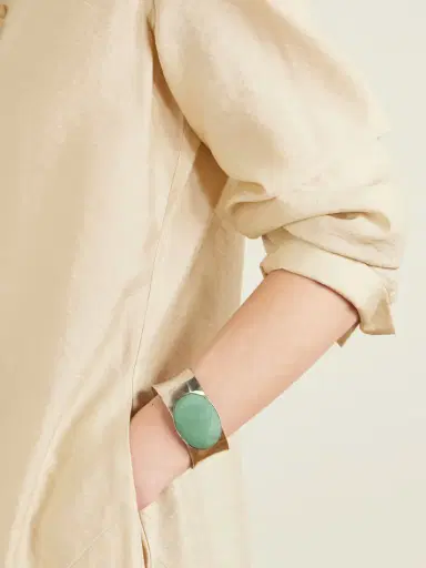 Jennifer Behr Johanna Silver-tone Aventurine Bangle | Thumbnail 2 Jennifer Behr Johanna Silver-tone Aventurine Bangle | Thumbnail 2