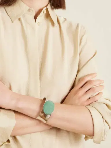 Jennifer Behr Johanna Silver-tone Aventurine Bangle | Thumbnail 5 Jennifer Behr Johanna Silver-tone Aventurine Bangle | Thumbnail 5