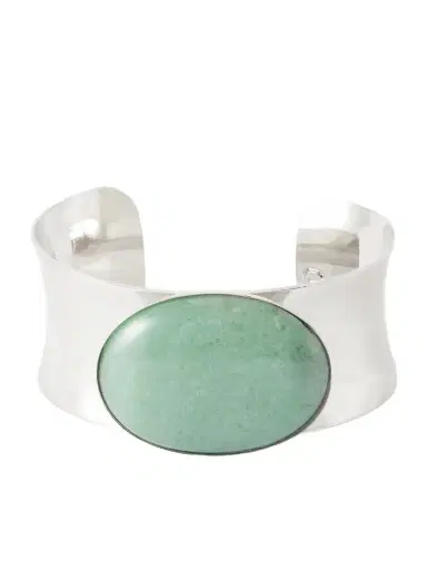 Jennifer Behr Johanna Silver-tone Aventurine Bangle | Thumbnail 1 Jennifer Behr Johanna Silver-tone Aventurine Bangle | Thumbnail 1