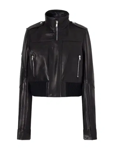 Rick Owens Cropped Leather Biker Jacket | Thumbnail 1 Rick Owens Cropped Leather Biker Jacket | Thumbnail 1