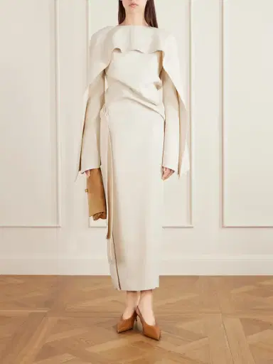 Khaite Yon Scarf-detailed Draped Satin-crepe Midi Dress | Thumbnail 2 Khaite Yon Scarf-detailed Draped Satin-crepe Midi Dress | Thumbnail 2