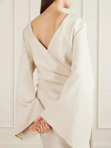 Khaite Yon Scarf-detailed Draped Satin-crepe Midi Dress | Thumbnail 5 Khaite Yon Scarf-detailed Draped Satin-crepe Midi Dress | Thumbnail 5