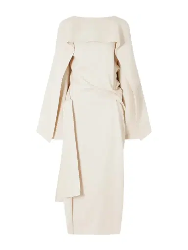 Khaite Yon Scarf-detailed Draped Satin-crepe Midi Dress | Thumbnail 1 Khaite Yon Scarf-detailed Draped Satin-crepe Midi Dress | Thumbnail 1