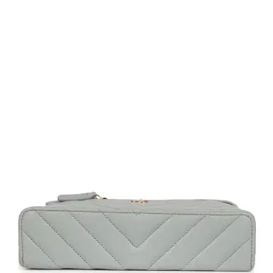 Chanel Chanel Chevron Top Handle Long Vanity Case with Chain Grey Shiny Caviar Gold Hardware | Thumbnail 6 Chanel Chanel Chevron Top Handle Long Vanity Case with Chain Grey Shiny Caviar Gold Hardware | Thumbnail 6