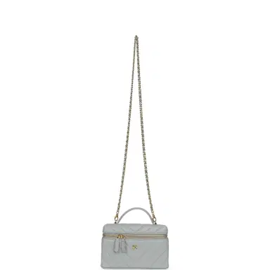 Chanel Chanel Chevron Top Handle Long Vanity Case with Chain Grey Shiny Caviar Gold Hardware | Thumbnail 7 Chanel Chanel Chevron Top Handle Long Vanity Case with Chain Grey Shiny Caviar Gold Hardware | Thumbnail 7