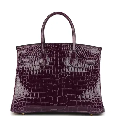 HERMÈS Hermes Birkin 30 Cassis Shiny Porosus Crocodile Gold Hardware | Thumbnail 4 HERMÈS Hermes Birkin 30 Cassis Shiny Porosus Crocodile Gold Hardware | Thumbnail 4
