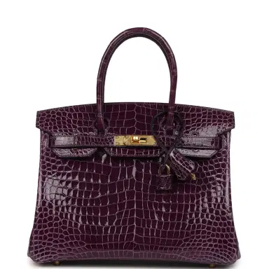 HERMÈS Hermes Birkin 30 Cassis Shiny Porosus Crocodile Gold Hardware | Thumbnail 1 HERMÈS Hermes Birkin 30 Cassis Shiny Porosus Crocodile Gold Hardware | Thumbnail 1