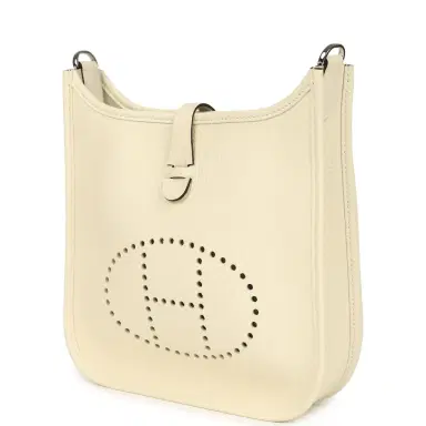HERMÈS Hermes Evelyne 23 Cream Clemence Palladium Hardware | Thumbnail 5 HERMÈS Hermes Evelyne 23 Cream Clemence Palladium Hardware | Thumbnail 5