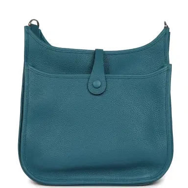 HERMÈS Hermes Evelyne III PM Vert Bosphore Clemence Palladium Hardware | Thumbnail 4 HERMÈS Hermes Evelyne III PM Vert Bosphore Clemence Palladium Hardware | Thumbnail 4