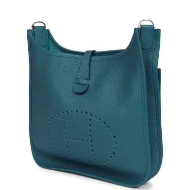 HERMÈS Hermes Evelyne III PM Vert Bosphore Clemence Palladium Hardware | Thumbnail 5 HERMÈS Hermes Evelyne III PM Vert Bosphore Clemence Palladium Hardware | Thumbnail 5