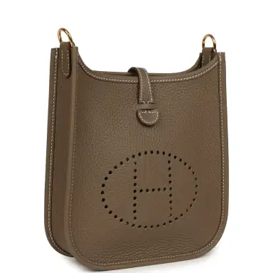 HERMÈS Hermes Evelyne TPM Etoupe Clemence Gold Hardware | Thumbnail 2 HERMÈS Hermes Evelyne TPM Etoupe Clemence Gold Hardware | Thumbnail 2