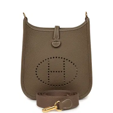 HERMÈS Hermes Evelyne TPM Etoupe Clemence Gold Hardware | Thumbnail 1 HERMÈS Hermes Evelyne TPM Etoupe Clemence Gold Hardware | Thumbnail 1