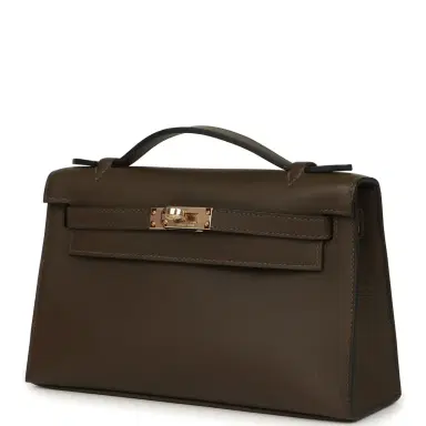 HERMÈS Hermes Kelly Pochette Vert Loden Swift Permabrass Hardware | Thumbnail 5 HERMÈS Hermes Kelly Pochette Vert Loden Swift Permabrass Hardware | Thumbnail 5