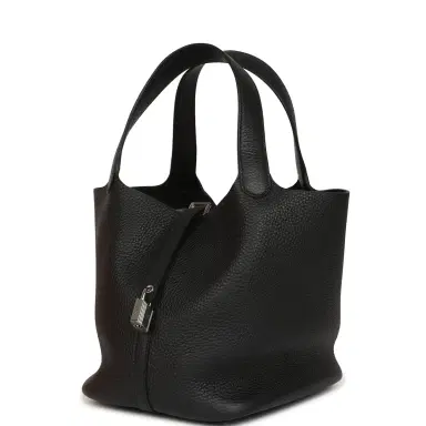 HERMÈS Hermes Picotin Lock 22 Black Clemence Palladium Hardware | Thumbnail 5 HERMÈS Hermes Picotin Lock 22 Black Clemence Palladium Hardware | Thumbnail 5