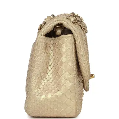 Chanel Pre-owned Chanel Mini Rectangular Flap Bag Iridescent Gold Python Gold Hardware | Thumbnail 3 Chanel Pre-owned Chanel Mini Rectangular Flap Bag Iridescent Gold Python Gold Hardware | Thumbnail 3