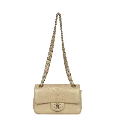 Chanel Pre-owned Chanel Mini Rectangular Flap Bag Iridescent Gold Python Gold Hardware | Thumbnail 7 Chanel Pre-owned Chanel Mini Rectangular Flap Bag Iridescent Gold Python Gold Hardware | Thumbnail 7
