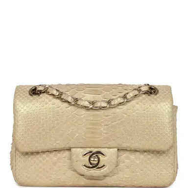 Chanel Pre-owned Chanel Mini Rectangular Flap Bag Iridescent Gold Python Gold Hardware | Thumbnail 1 Chanel Pre-owned Chanel Mini Rectangular Flap Bag Iridescent Gold Python Gold Hardware | Thumbnail 1