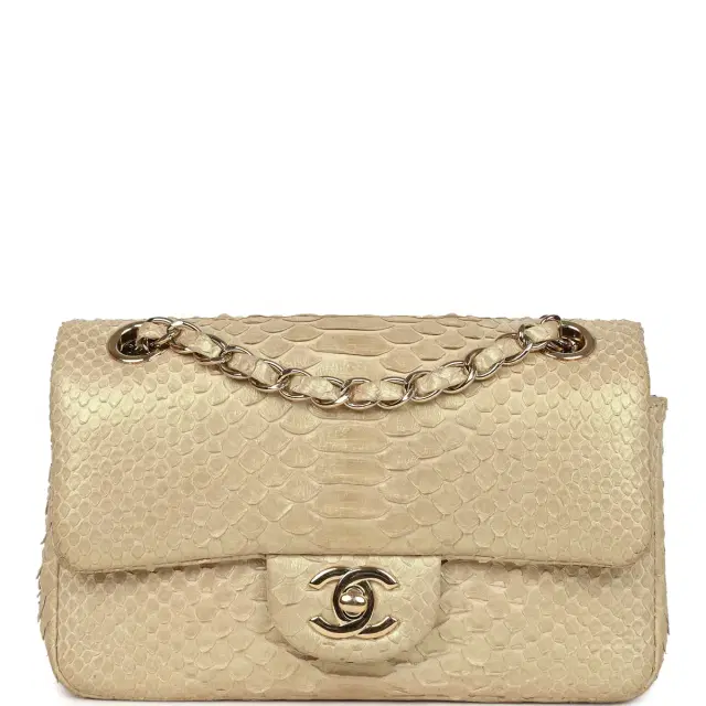 Pre-owned Chanel Mini Rectangular Flap Bag Iridescent Gold Python Gold Hardware Pre-owned Chanel Mini Rectangular Flap Bag Iridescent Gold Python Gold Hardware