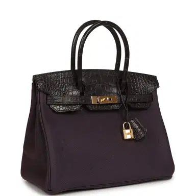 HERMÈS Pre-owned Hermes Birkin 30 Raisin Togo and Matte Alligator Touch Gold Hardware | Thumbnail 2 HERMÈS Pre-owned Hermes Birkin 30 Raisin Togo and Matte Alligator Touch Gold Hardware | Thumbnail 2