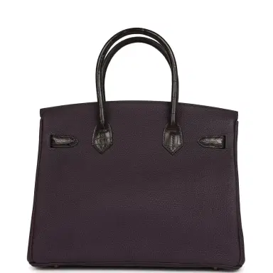 HERMÈS Pre-owned Hermes Birkin 30 Raisin Togo and Matte Alligator Touch Gold Hardware | Thumbnail 4 HERMÈS Pre-owned Hermes Birkin 30 Raisin Togo and Matte Alligator Touch Gold Hardware | Thumbnail 4