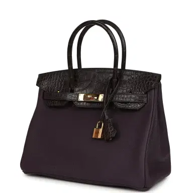 HERMÈS Pre-owned Hermes Birkin 30 Raisin Togo and Matte Alligator Touch Gold Hardware | Thumbnail 5 HERMÈS Pre-owned Hermes Birkin 30 Raisin Togo and Matte Alligator Touch Gold Hardware | Thumbnail 5