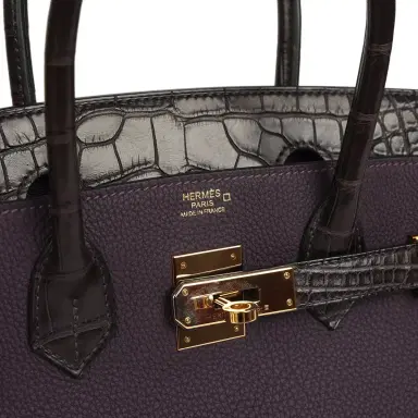 HERMÈS Pre-owned Hermes Birkin 30 Raisin Togo and Matte Alligator Touch Gold Hardware | Thumbnail 7 HERMÈS Pre-owned Hermes Birkin 30 Raisin Togo and Matte Alligator Touch Gold Hardware | Thumbnail 7