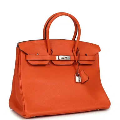 HERMÈS Pre-owned Hermes Birkin 35 Feu Clemence Palladium Hardware | Thumbnail 2 HERMÈS Pre-owned Hermes Birkin 35 Feu Clemence Palladium Hardware | Thumbnail 2