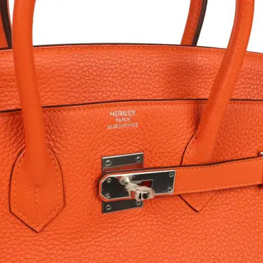 HERMÈS Pre-owned Hermes Birkin 35 Feu Clemence Palladium Hardware | Thumbnail 7 HERMÈS Pre-owned Hermes Birkin 35 Feu Clemence Palladium Hardware | Thumbnail 7