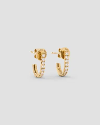 Jennifer Fisher Small Pavé Diamond Level Earring in 18K Yellow Gold | Thumbnail 2 Jennifer Fisher Small Pavé Diamond Level Earring in 18K Yellow Gold | Thumbnail 2