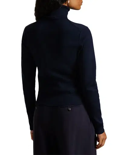 Polo Ralph Lauren Women's Logo Stretch Cotton-Blend Turtleneck Sweater - Hunter Navy | Thumbnail 3 Polo Ralph Lauren Women's Logo Stretch Cotton-Blend Turtleneck Sweater - Hunter Navy | Thumbnail 3