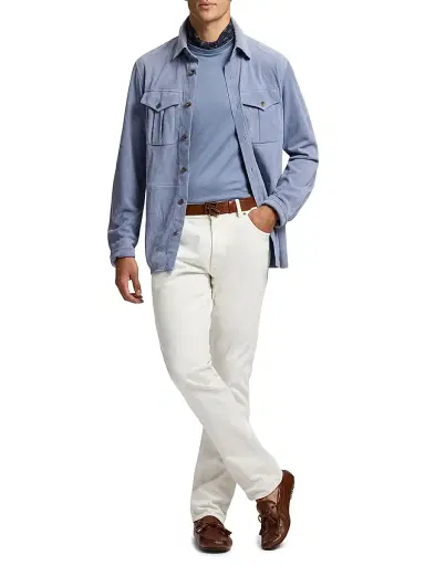 Ralph Lauren Purple Label Men's Suede Overshirt - Soft Blue | Thumbnail 2 Ralph Lauren Purple Label Men's Suede Overshirt - Soft Blue | Thumbnail 2